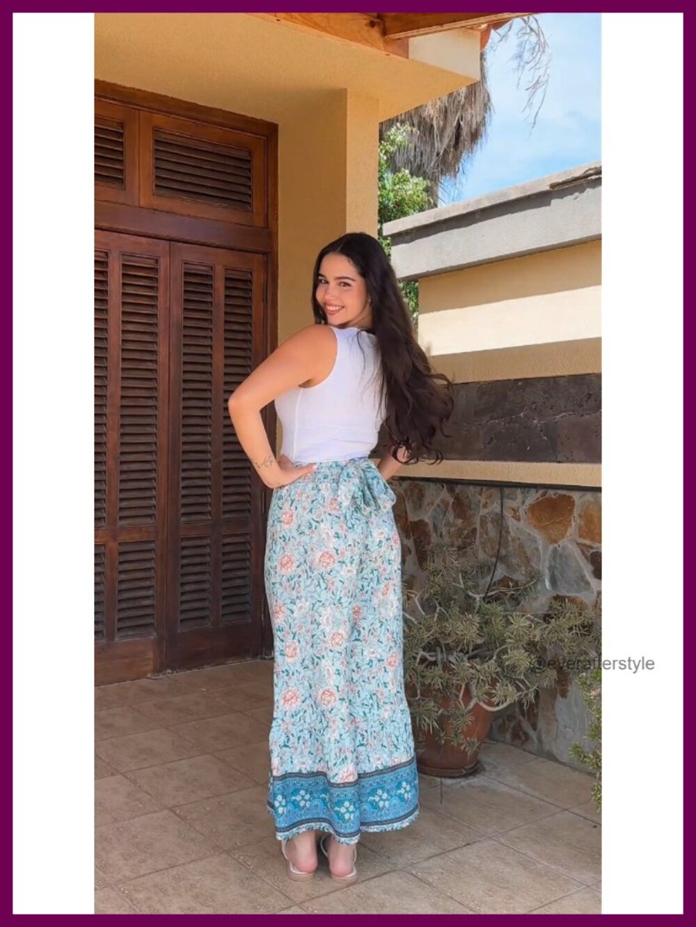 Wide Leg Palazzo Pants High Waist Flowy Beach Trousers - Picture 5 of 6